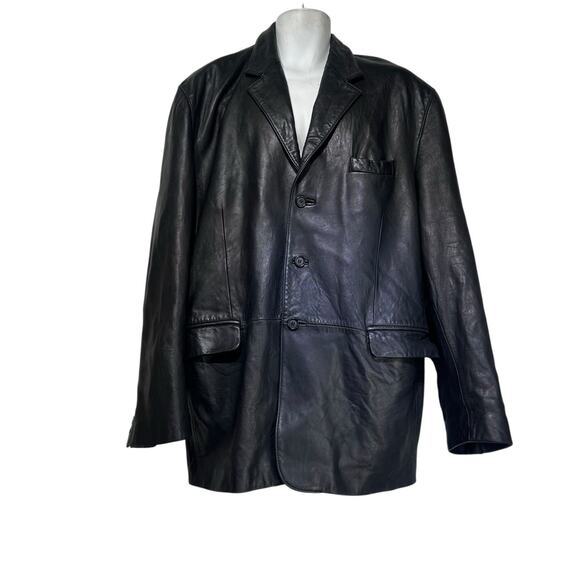 RALPH Ralph Lauren Black Lambskin Leather Classic Men's Blazer 48R